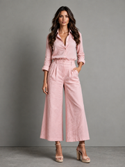 Linen Capri Pants and Loose Shirt Set | Women's Clothing
