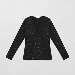 Caroline Glitter V-Neck Blouse | Women's Long Sleeve Top