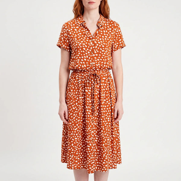Blomsona - Short Sleeve Shirt Dress With Waistband 1