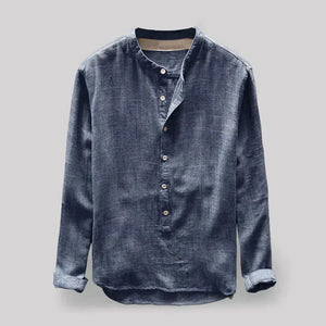 Men's Linen Blend Blouse | Casual Long Sleeve Shirt