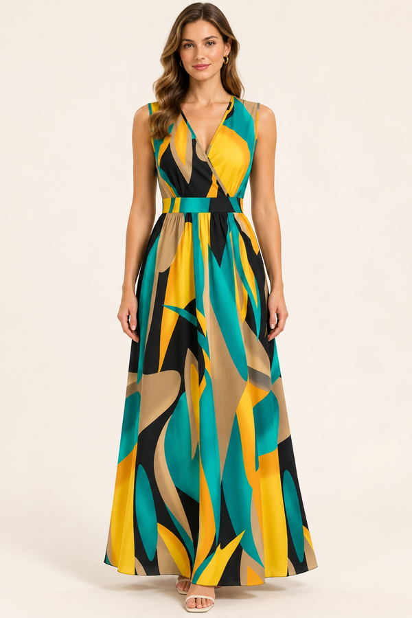 Velatrix - Sleeveless V-Neck Maxi Dress