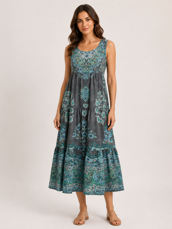 Blomsara - Sleeveless Tiered Maxi Dress