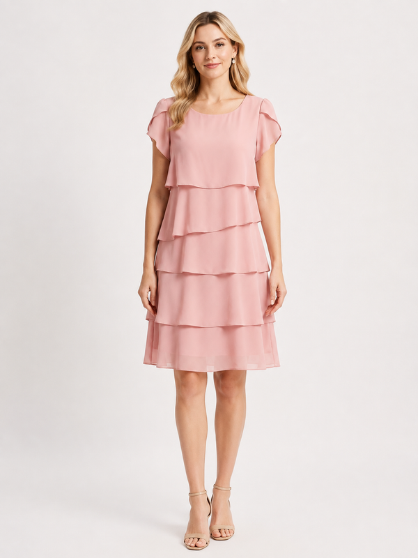 Ruffella - Tiered Ruffle Short Sleeve Dress