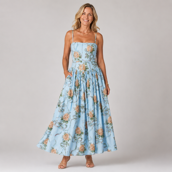 Oligai Womens Floral Print Summer Dress - Elegant Midi Sundress with Spaghetti Straps 1