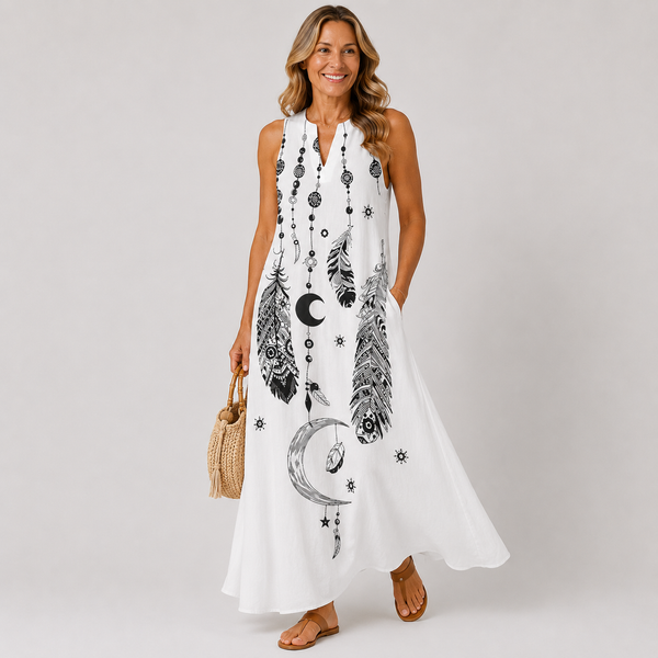 Bohemian Sleeveless Maxi Dress - Effortless Womens Dress for Summer 1