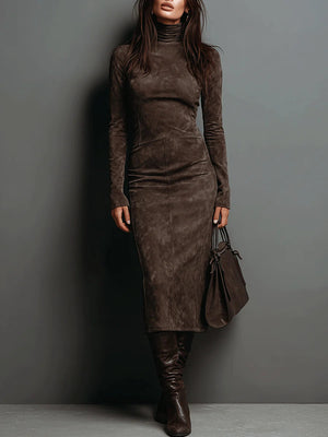 Chic Suede Midi Dress | Women's Formal Dress