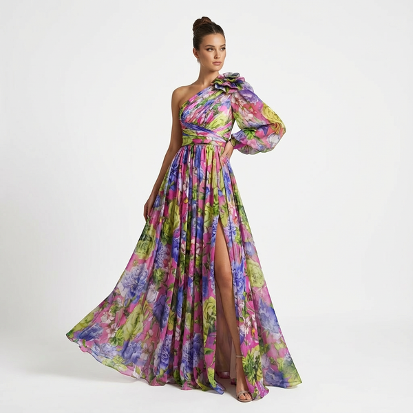 Christina | Womens One-Shoulder Floral Maxi Dress 1
