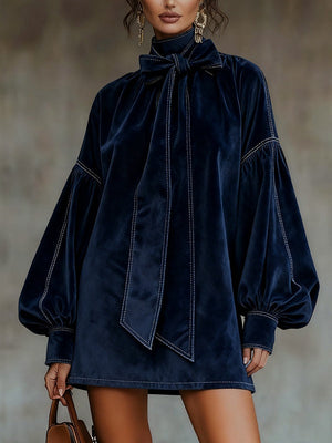 Dark Blue Velvet Mini Dress | Women's Cocktail Dress