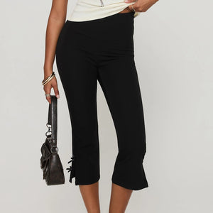 Dourbesty Women's Spring Fashion Slim Fit Capri Pants with Bow Detail
