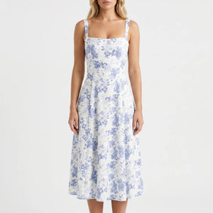 Floressa - Floral Print Corset Midi Dress