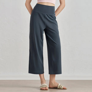 High-Waisted Wide Leg Capri Pants for Women - Soft and Comfortable Yoga Trousers