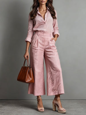 Linen Capri Pants and Loose Shirt Set | Women's Clothing