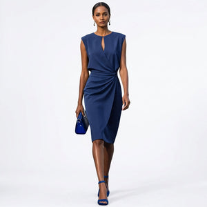 Mencía | Women's Elegant Sleeveless Draped Midi Dress