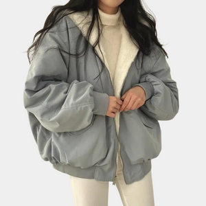Women's Long Black Wool Coat | Cozy Oversized Puffer Jacket for Women