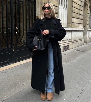 Women’s Long Black Winter Coat | Oversized Warm Jacket for Cold Weather
