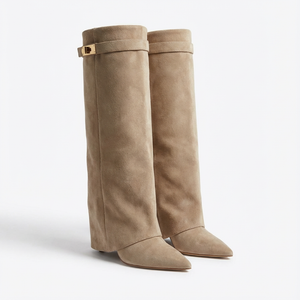 Nicole | Women's Knee-High Boots with Wide Heel and Pointed Toe