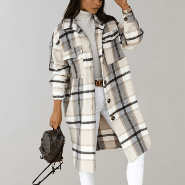 Plaid Long Shacket | Womens Jacket for Oversized Layering 1