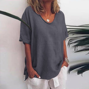 Relaxed Scoop Neck Tee | Women's T Shirt in Cotton Blend