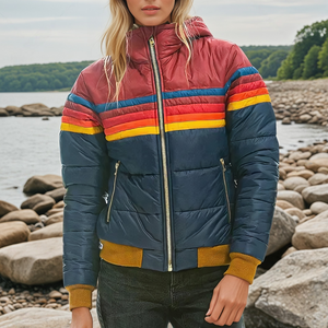 Retro Striped Puffer Jacket | Women's Outerwear