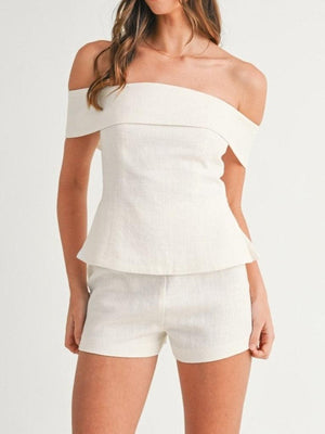 White Cotton Linen Two-Piece Suit | Women's Suit Set