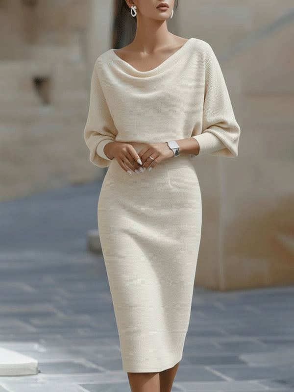Elegant White Batwing Midi Dress | Womens Fashion Dress 2