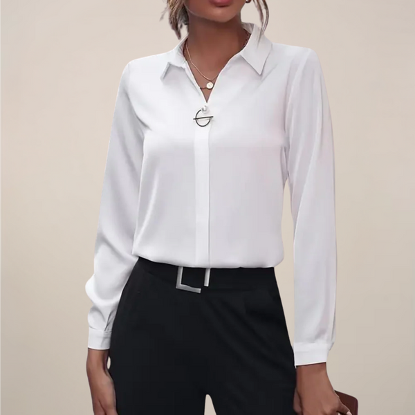 Women’s Elegant Long Sleeve Blouse with Collar - Plain Colours 1