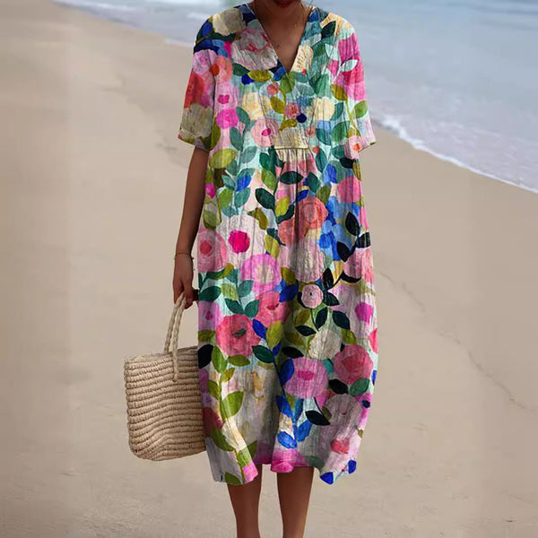 Womens Floral Dress – Colorful Summer Dress with Floral Pattern | Summer Dress with Flowers, Lightweight & Elegant 1